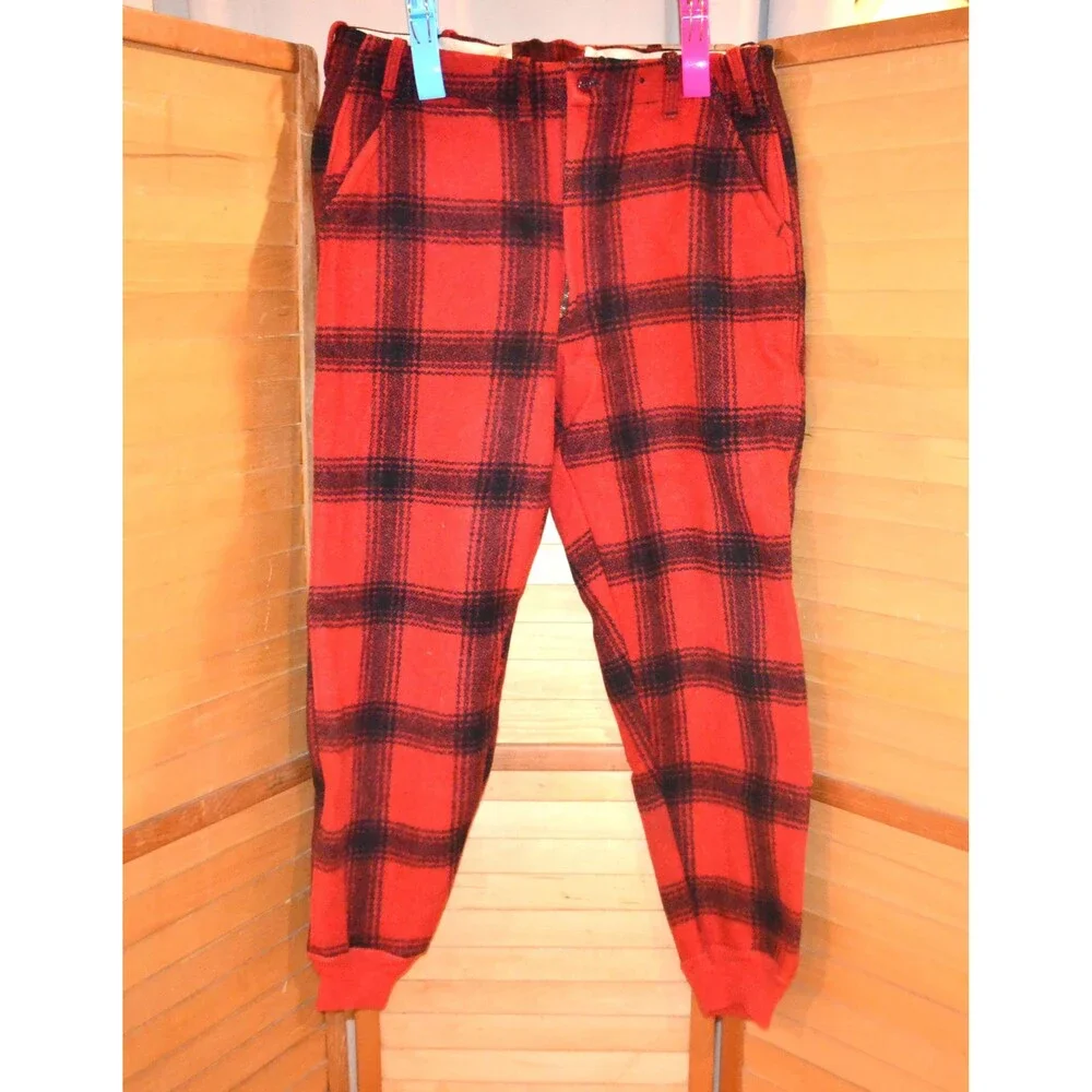 Vintage Pants Wool 1940s 1950s Hunters Plaid